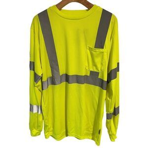 FedEx Safety Shirt Mens Large High Visibility Yellow Reflective